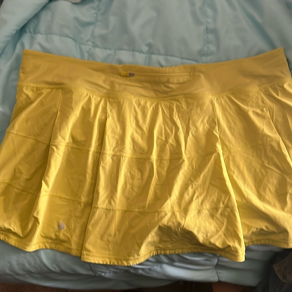 Lululemon Pace Rival Skirt Plus Size 20 Tall Yellow Zipper Pocket Drawstring O17